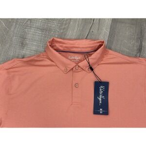 Walter Hagen Golf Polo Mens XL Pink Rouge Peach Stripe Performance Stretch NWT